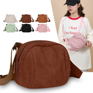 Japanese Style <b>Corduroy</b> Crossbody <b>Bag</b> For Women Horizontal Square Zipper Closure Portable Everyday Outfits Chest <b>Bag</b> - Product Image 1