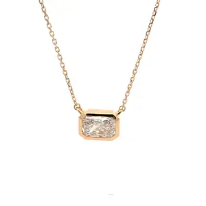 FirstMadam 18K Yellow Gold 1.5 CT Lab Diamond Set Pendant Necklace