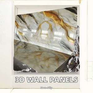 Papel Tapiz Moderno 3D de Espuma PET, Panel de Mármol de PVC con Protección UV, Impermeable, con Patrón Geométrico para Dormitorio, Instalación Autoadhesiva - Product Image 2