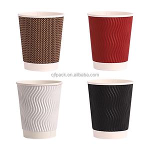 Custom Double Wall Biodegradable Craft Paper <b>Coffee</b> Cup Logo Ripple for <b>Coffee</b> Carbonated Drinks Mineral Water Hot Beverage Use - Product Image 4