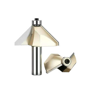 TIDEWAY ZLC0203 Chamfer <strong>Bit</strong> 45 Degree <strong>Bevelling</strong> Cutter Fancy Bearing Trimmer with 6mm Shank Coated Altin Router <strong>Bits</strong> - Product Image 3