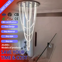 DUOMEIJU Nouvelle Suspension LED Moderne en Cristal Doré à Hauteur Réglable pour Escalier, Plafond Haut, Villa, Salon, Hôtel, Restaurant