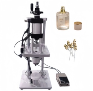 Yarı otomatik pnömatik masaüstü cam şişe boyun kap presleme makinesi dış kap mühürleme makinesi - Product Image 1