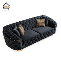 Luxuriöses High-End Samt-Chesterfield-Lounge-Sofa Modernes Neues Design 3-Sitzer Großes Samt-Ecksofa Möbel Luxuriöse Couch