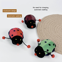 Jouet interactif écologique en peluche pour chat, design à remontoir, pas besoin de charge, marche automatique, vibration, jouet coccinelle