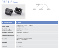 Adaptateur de prise mâle IEC320 C8 à 2 broches, connecteur de prise d'alimentation AC 250V 2.5A, montage à vis