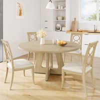 Table à manger ronde moderne sur piétement, en bois, pour hôtel, 6 places, meubles de maison assemblés