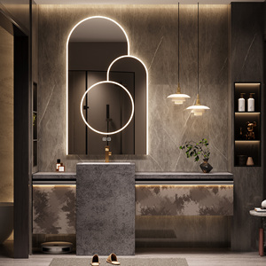 Mobile <span class=keywords><strong>Bagno</strong></span> Sospeso Classico Minimalista con Lavabo Singolo <span class=keywords><strong>e</strong></span> Specchio Smart Incluso per Bagni Moderni - Product Image 1