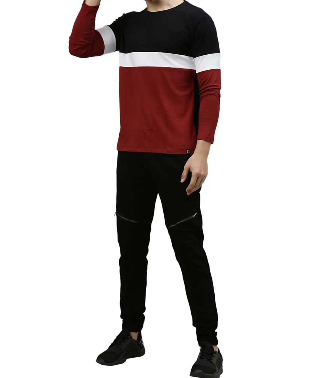 2022 High Quality Fashion Men's Color-Block Slim Fit Full Sleeve T-Shirt