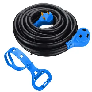 30Amp 15/25/30/50FT TT-30P to TT-30R Black RV Extension Cord for RV Trailer