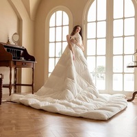 Couette en duvet de plumes d'oie, taille Queen, toute saison, literie de luxe pour hôtel, avec enveloppe en coton 100% doux pour la peau