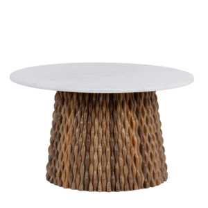 Mesa de Centro Moderna Extensible de Madera de Mango Premium con Tapa de Mármol Blanco Natural de Lujo para una Decoración Elegante de la Sala de Estar - Product Image 2