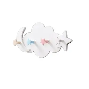 Creative Cute Star Moon Cloud Shape Nail-送料Wall Clothes Hooks Kids Room Decorative Key Hanging Hanger Kitchen Storage Hook