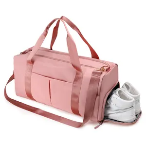 新款设计师运动健身干湿尼龙粉色行李袋大容量防水运动旅行行李袋
