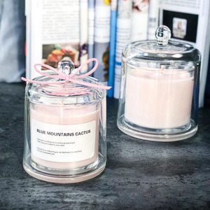 Lussuoso Portacandele Decorativo <span class=keywords><strong>in</strong></span> <span class=keywords><strong>Vetro</strong></span> Multicolore con Campana <span class=keywords><strong>in</strong></span> <span class=keywords><strong>Vetro</strong></span> e Coperchio a Cupola per Decorazioni Matrimoniali - Product Image 5
