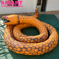 Décoration murale gonflable en forme de monstre serpent python doré avec éclairage LED