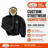 Blouson bomber à capuche en toile délavée, manteau d'hiver rembourré en coton épais, logo brodé, streetwear, veste zippée, logo personnalisé