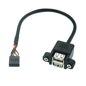 Kép USB Loại 2 cổng Bảng điều khiển gắn kết nối Nylon nhà ở Nam/nữ Dupont 9 pin tiêu đề 2A Đánh giá hiện tại cho điện - Product Image 3