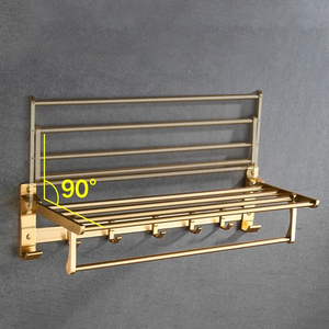 Set di Accessori Bagno di Lusso in Alluminio Spaziale Oro Spazzolato, Montaggio a <span class=keywords><strong>Parete</strong></span>, Antiruggine, Kit Hardware per Toilette <span class=keywords><strong>da</strong></span> Hotel con Portasciugamani - Product Image 5