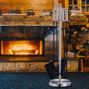 Gran oferta, juego de herramientas para fogatas domésticas, 5 uds., accesorio esencial, pinzas para fogatas, cepillo para limpieza de chimenea de leña - Product Image 5