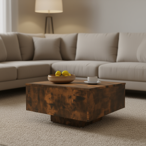 Smoked Oak Engineered Wood Coffee <b>Table</b> 23.6x23.6 In Modern Design Living Room Furniture - Product Image 2