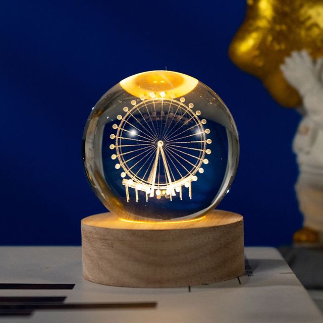 3D Art Crystal Galactic Ball Night Lamp Luminous Crystal Ball Decoration Solar System Led Night Lights