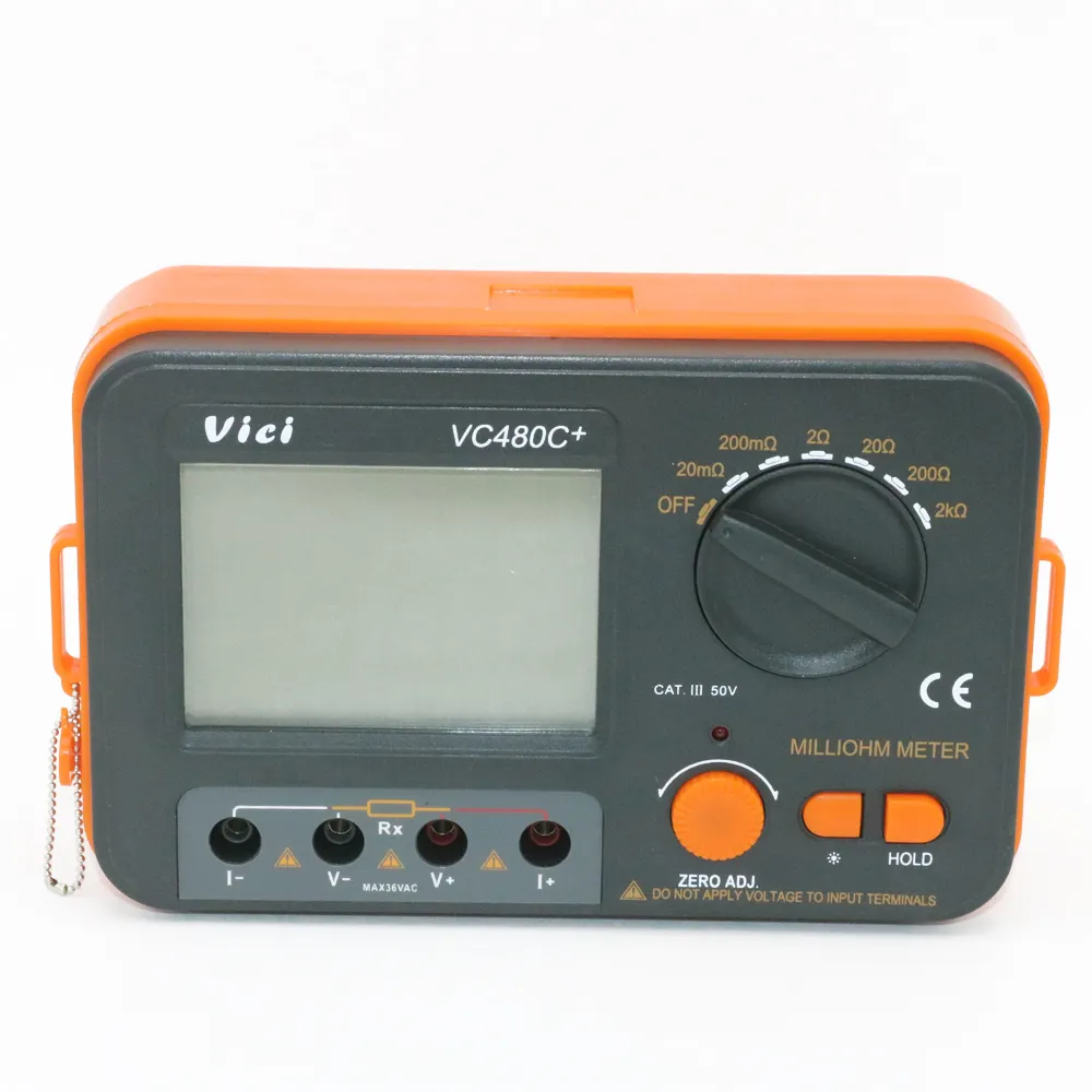 VC480C 31/2デジタルオームメーターミリオームメーター抵抗テスター4線式テスト (LCDバックライト付き)