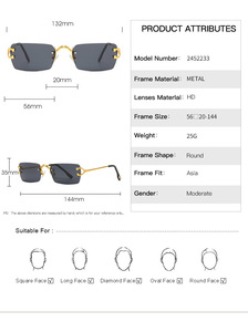 Nuevas Gafas <span class=keywords><strong>de</strong></span> Sol Cuadradas sin Marco <span class=keywords><strong>de</strong></span> Diseño <span class=keywords><strong>de</strong></span> Lujo <span class=keywords><strong>para</strong></span> Hombre y Mujer, Protección UV400, Patillas Metálicas, Gafas <span class=keywords><strong>de</strong></span> Sol <span class=keywords><strong>de</strong></span> Marca a la Moda - Product Image 5