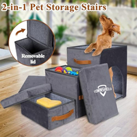 Marchepieds pour chien pour canapé, marchepieds pour animaux avec boîte de rangement, rampe antidérapante pour animaux avec niche pour chien, grande échelle pour chien pour lit, canapé, sofa