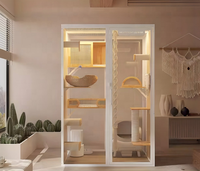 USMILEPET Villa pour chat en bois, cage panoramique en verre, maison pour chat DIY, enclos pour chat transparent, robuste, luxueux, pour intérieur