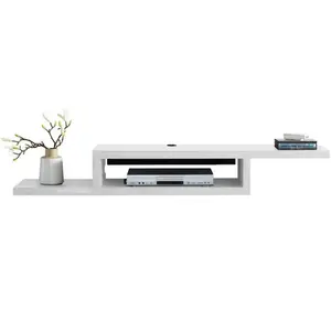 Simple style wall mounted tv shelf cabinet white floating console tv stand for living room set