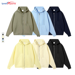 Personnalisé 380gsm Solide Couleur Lourde Terry Zip À <span class=keywords><strong>Capuche</strong></span> Cardigan Pull Hommes High Street Automne Noir <span class=keywords><strong>Bleu</strong></span> Abricot De Base À <span class=keywords><strong>Capuche</strong></span> - Product Image 1