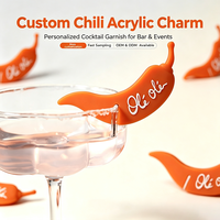 Etiqueta Personalizada de Acrílico para Vaso de Vino con Diseño de Chile, Identificador de Bebidas para Bodas, Fiestas y Banquetes, Decoración, Suministro Directo de Fábrica