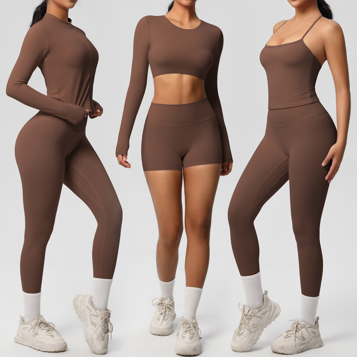 Hot Selling Yoga Sets Women 1 Piece Seamless Lightweight Breathable High Waist Four-Way Stretch Active Wear Workout Outfits