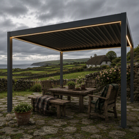 Hochbelastbare Aluminium-Pergola mit Motorisiertem Lamellendach Wasserdichter Pavillon Elektrisches Vordach für Gewerbliche Außenbereiche Balkon Innenhof