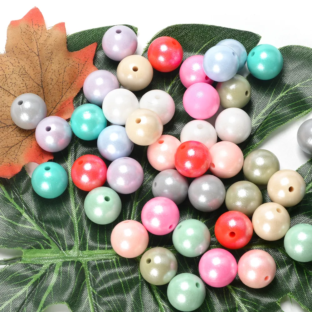 NOUVEAU 15mm Round Opal Bead Glossy Food Grade Silicone Shine Beads Bulk for Pens Bracelets