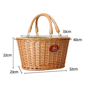 ZHIQUAN الملونة الخوص الصفصاف الروطان سلة مصغرة هدية شراء مقبض سلة النزهة مجموعة سلة التخزين مع حقيبة للحفاظ على البرودة لمدة 4 - Product Image 6