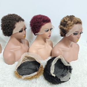 Promotion Letsfly : Perruque Pixie Bouclée 10$ avec Lace Frontale 13x4, Coupe Courte, Cheveux Brésiliens Ondulés, 100% Cheveux Humains, Vente en Gros - Product Image 6