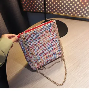 2019 New Compras De Ali China Kein Logo Damen handtaschen Wolltuch Umhängetasche Bucket Tote Chain Bag