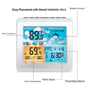 Stazione <span class=keywords><strong>Meteo</strong></span> Wireless per Temperatura e Umidità Domestica con Display Digitale LED Interno/Esterno e Sveglia RCC - Product Image 5