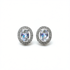 Pendientes de cristal con corte ovalado Tdc, chapados en oro blanco, plata 925, engaste en bisel, joyería clásica de boda para mujer - Product Image 1