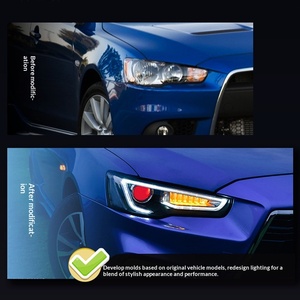 Phares LED Vland 12V modifiés pour Mitsubishi Lancer EX 2008-2016, design Demon-Eye avec 4600LM et 5600K - Product Image 3