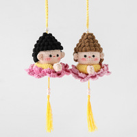 Poupée Bouddha Lotus Amigurumi faite à la main, ornement de voiture, cadeau de bénédiction de paix pour la décoration intérieure