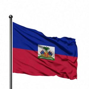 ผู้ผลิตจีนจัดหาธงชาติเฮติคุณภาพสูงราคาถูก โพลีเอสเตอร์ พิมพ์โลโก้ตามสั่ง ขนาด 90x150 ซม. ปรับแต่งได้ - Product Image 3