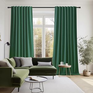 Uhitech 9ft Patio Rèm 108-inch màu xanh lá cây Linen 2-mảnh thiết lập màn Nhiệt Cách Nhiệt dệt đồng bằng cuộn đóng gói cho phòng ngủ - Product Image 1