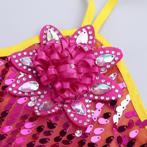 Vestido tutú con apliques de cuello Halter para niña, conjunto de pulsera de flores para Ballet, traje de baile de porristas, ropa para actuación en escenario - Product Image 4