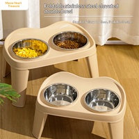 Bols doubles surélevés pliables pour chiens, pour boire et manger, en plastique et acier inoxydable, à motif uni, pour chiens de taille moyenne/grande