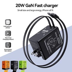 Phổ 20 Wát sạc nhanh gan Flash Charger với kép có thể thu vào Type-C và QC3.0 adapter có thể gập lại nhanh chóng sạc - Product Image 6