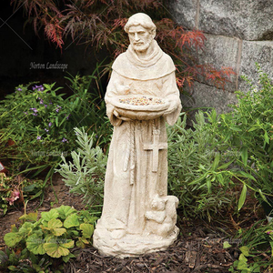 Mármol blanco Tamaño real religioso San Francisco alimentador de animales Estatua Jardín Decoración San Francisco de Asís Escultura para la venta - Product Image 2