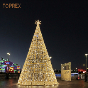 Grandes décorations lumineuses de Noël en métal en forme de cône, motif arbre, éclairage LED 3D géant, artificielles, pour la vente en gros - Product Image 1